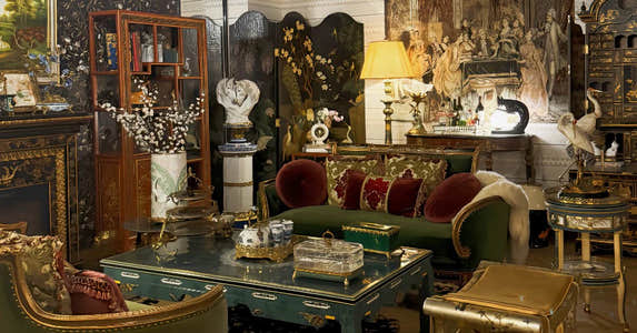 Homedor  | Vintage Living Room | Collection with ornate furniture, interior, decorative items, and a lamp.