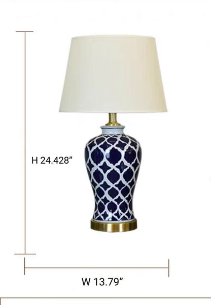 HomeDor Vintage Blue and White Porcelain Table Lamp