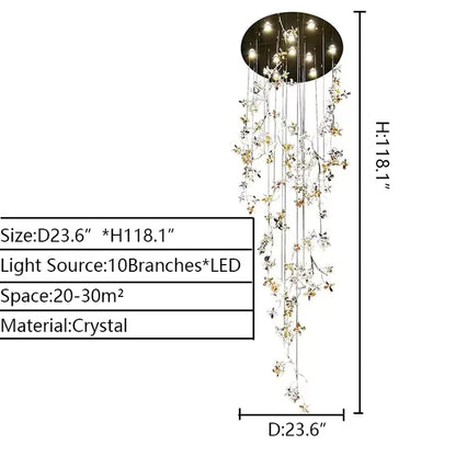 HomeDor Lily Colored Flower Vertical Branch Chandelier