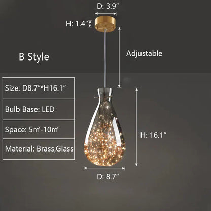 HomeDor Laken Special Shape Starburst Glass Pendant Lighting