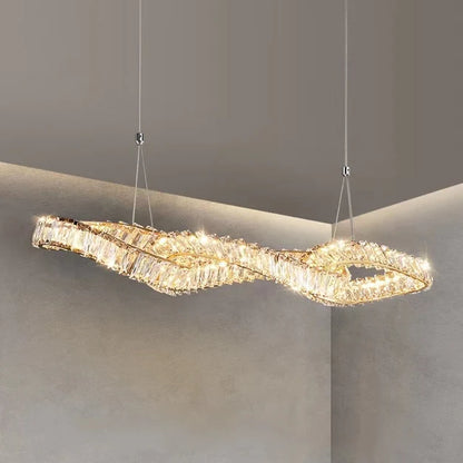 Lucas Twined Linear Crystal Chandelier in gold finish