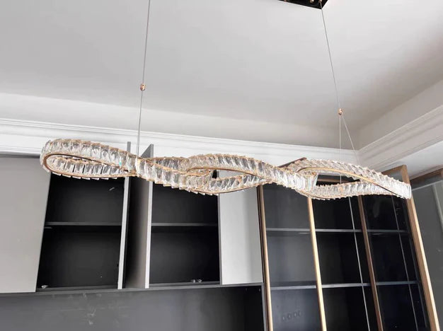 Lucas Twined Linear Crystal Chandelier in gold finish