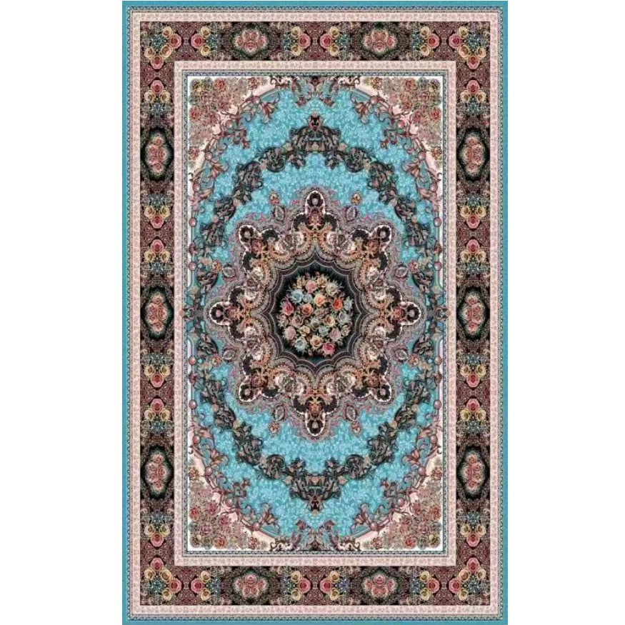 HomeDor-Persian Rug Oriental Vintage Aesthetic Teal Carpet-Rugs-150cm*225cm/58.5''*87.75''-
