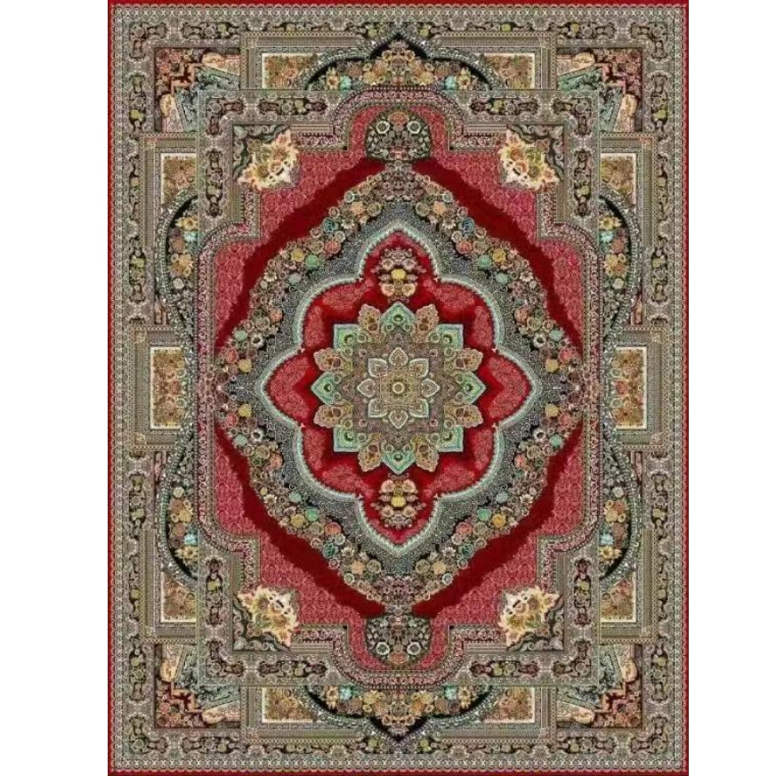 HomeDor-Persian Rug Oriental Vintage Luxury Aesthetic Carpet Bronze Green with Red-Rugs-150cm*225cm/58.5''*87.75''-
