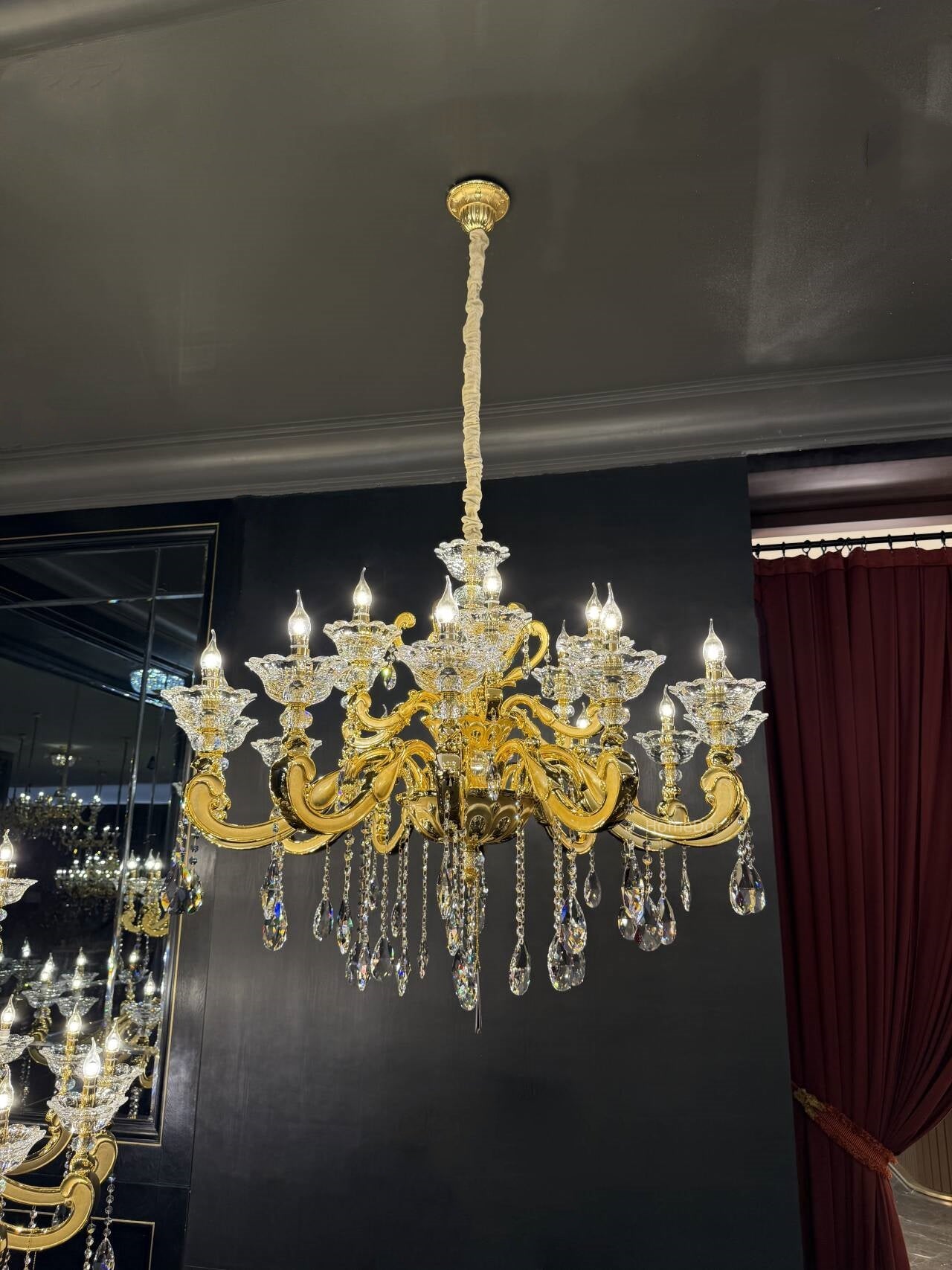 HomeDor-HomeDor French Style Crystal Chandelier Gilded Lumière Series Classic Brass Candelabra Lighting Fixture-Chandeliers-6 Lights/D68cm*H56cm-Warm Light-