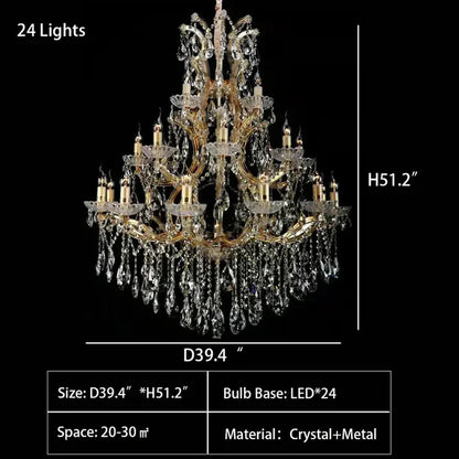 HomeDor Laura Multi-tiered Extra Large Candle Chandelier