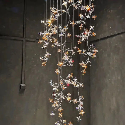 HomeDor Lily Colored Flower Vertical Branch Chandelier