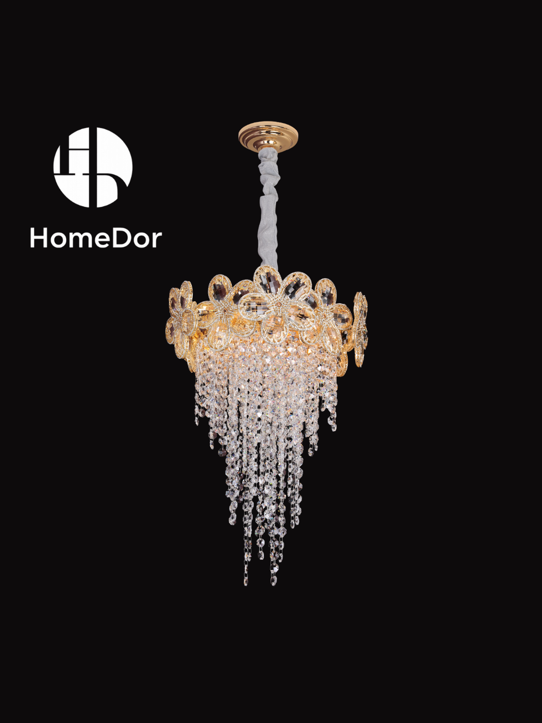 HomeDor-HomeDor Premium Modern Flower Crystal Tassel Chandelier-Chandeliers-6 Lights/D12.59" (D32cm)-Warm Light-