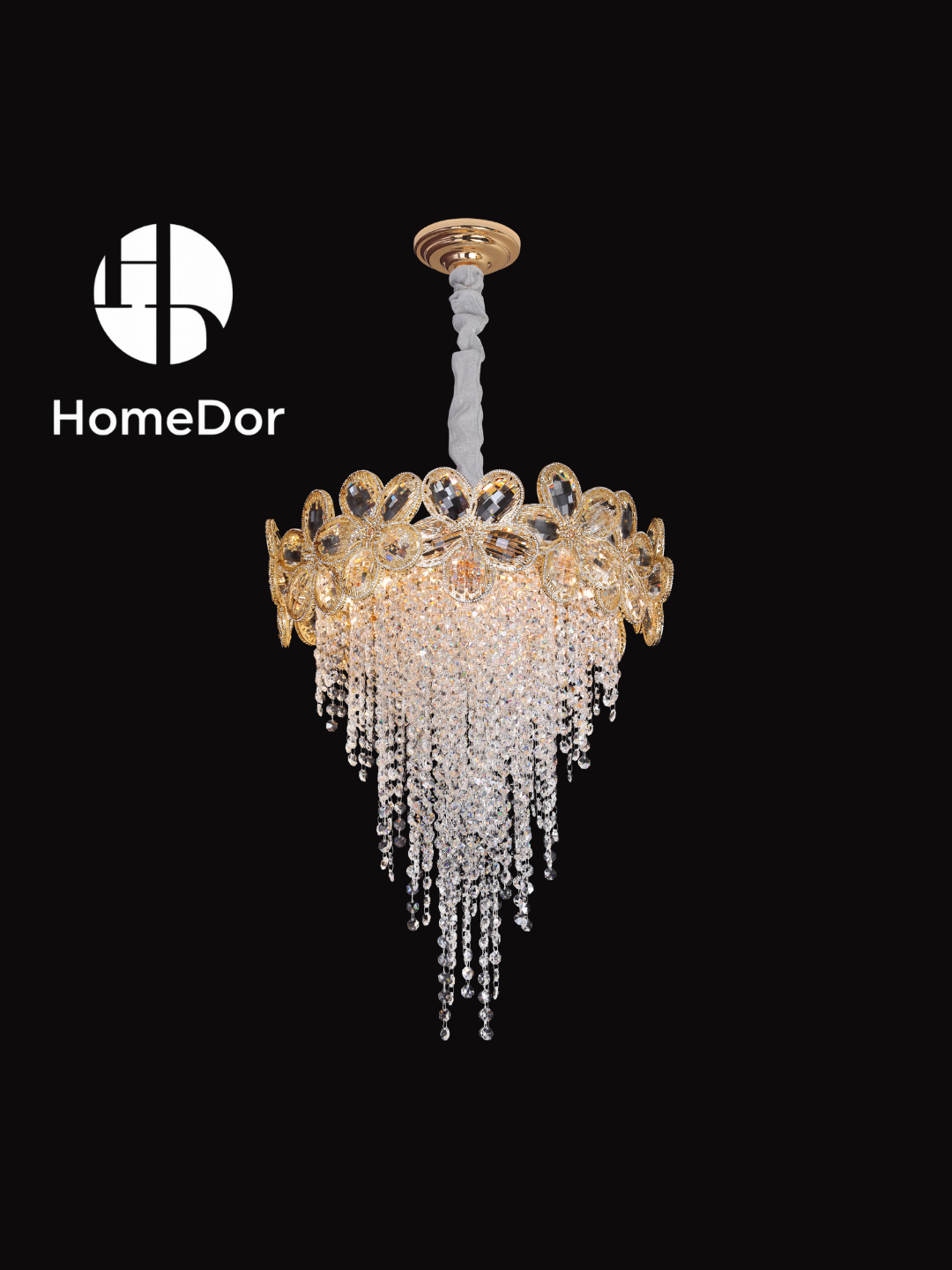 HomeDor-HomeDor Premium Modern Flower Crystal Tassel Chandelier-Chandeliers-12 Lights/D16.54" (D42cm)-Warm Light-