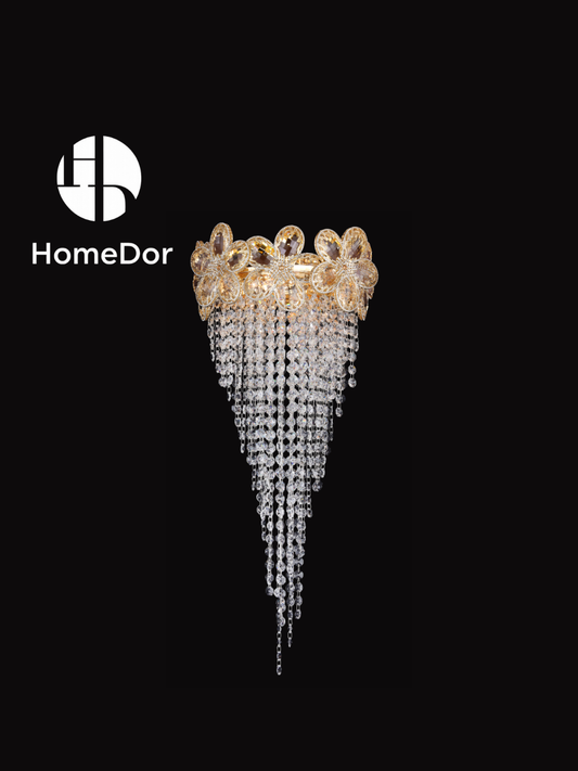 HomeDor-HomeDor Luxury Creative Floral Crystal Tassel Wall Sconce-Wall Sconce-D30 cm × H60 cm-Warm Light-