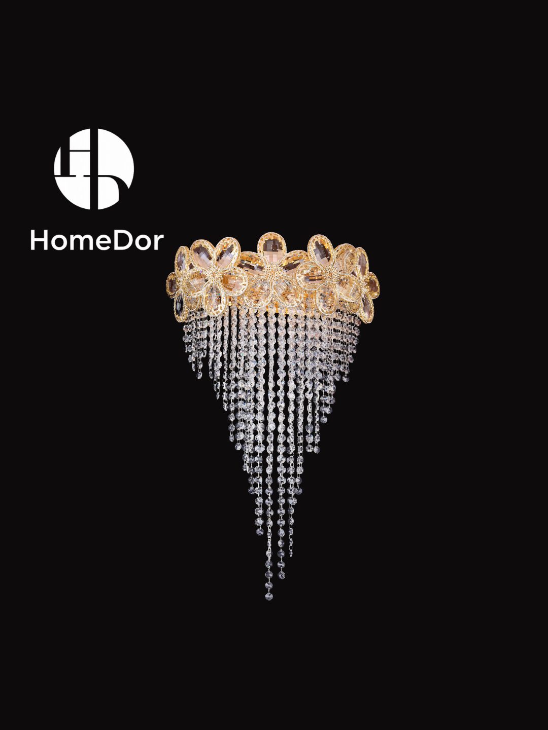 HomeDor-HomeDor Luxury Creative Floral Crystal Tassel Wall Sconce-Wall Sconce-D42 cm × H75 cm-Warm Light-
