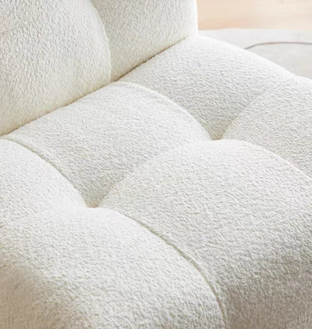 HomeDor Teddy Fleece Cream White Tofu Cube Sofa Chair