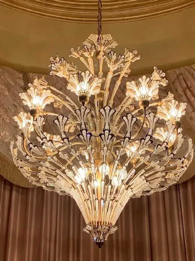 HomeDor-HomeDor Light Luxury Floral Crystal Chandelier in Gold Finish-Chandeliers-D50cm * H57cm-Warm Light-