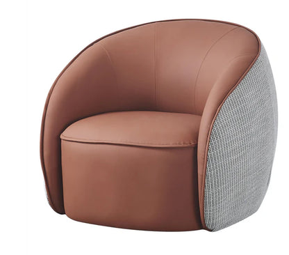 HomeDor Beige/Red Round Leather Sofa Chair