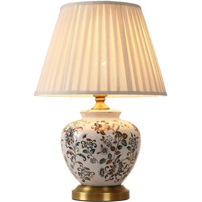 HomeDor Vintage China Colorful Round Ceramic Table Lamp