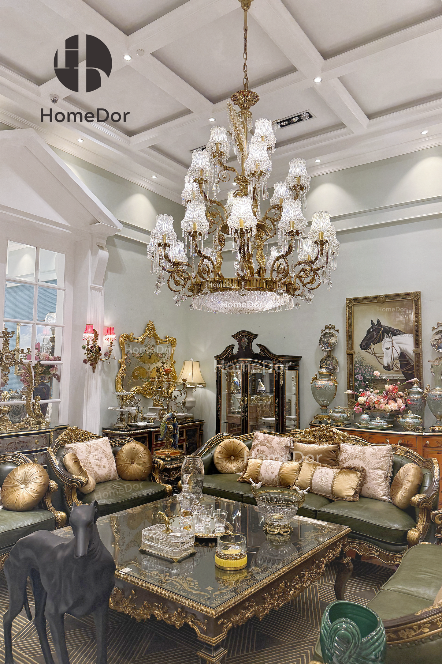HomeDor × FH&Home | Exquisite Tree-Shaped Chandelier with Brass Frame and Waterfall Crystals