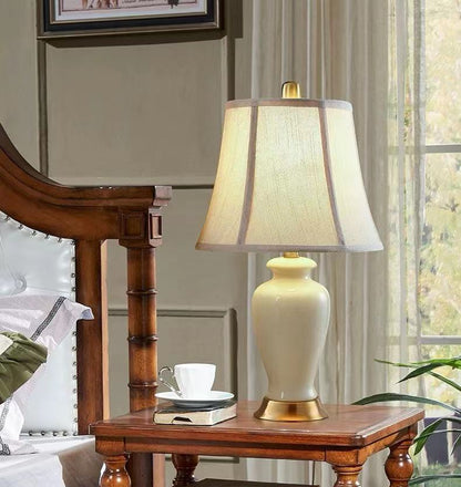 HomeDor American Bright White Ceramic Desk Lamp