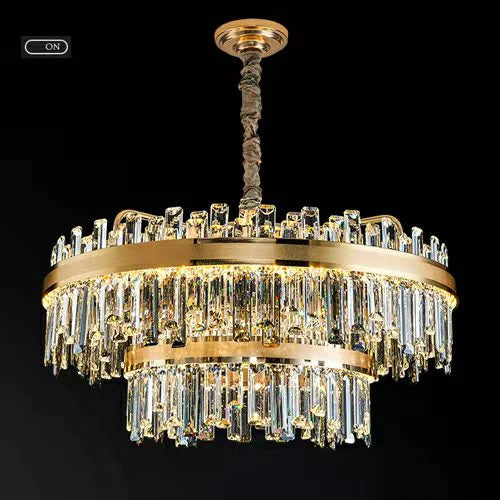 HomeDor Landry Classic Multi Tiers Crystal Chandelier in Brushed Titanium Finish