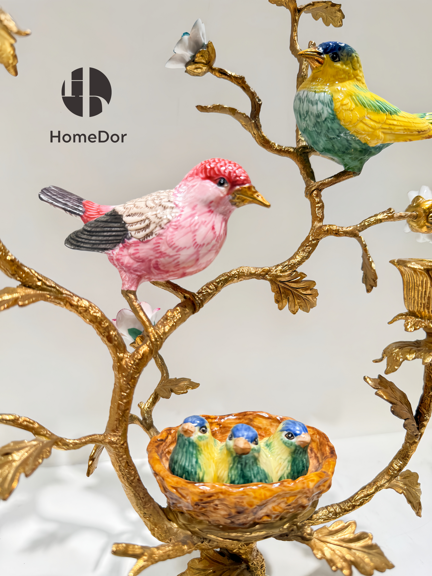 Artistic_Ceramic_Bird_Flower_Candelabra_with_Copper_Branches_Nest_Accents4