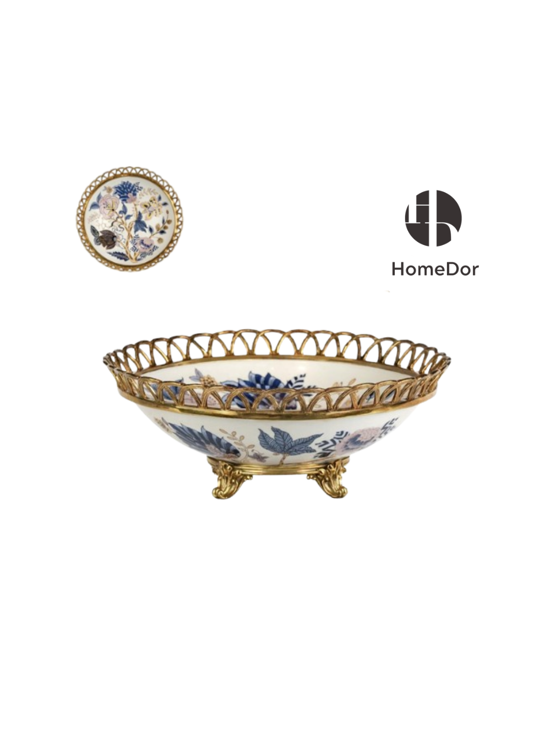 Artistic Hand Painted Porcelain & Lustrous Brass Elegance Table Decor Collection-I 1