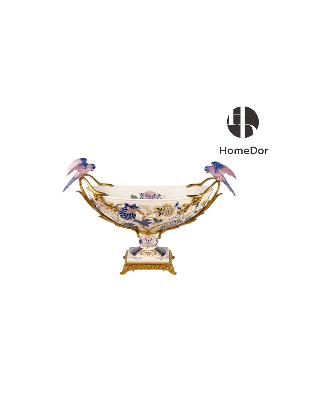 Artistic Hand Painted Porcelain & Lustrous Brass Elegance Table Decor Collection-I 3