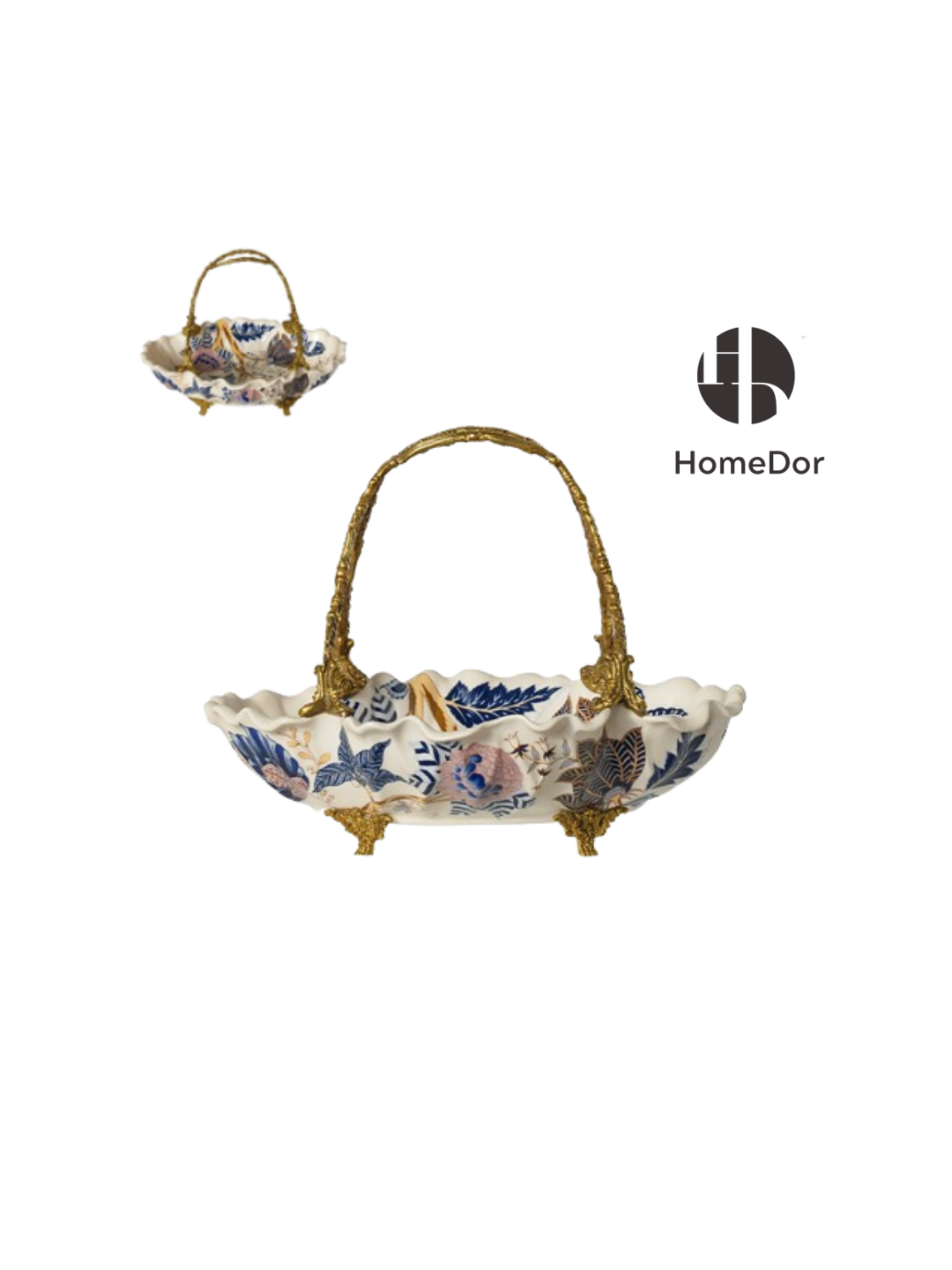 Artistic Hand Painted Porcelain & Lustrous Brass Elegance Table Decor Collection-I 4