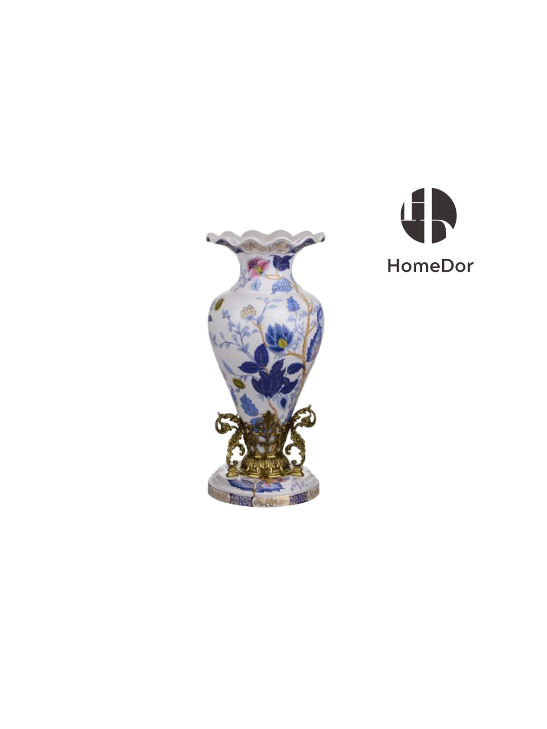 Artistic Hand Painted Porcelain & Lustrous Brass Elegance Table Decor Collection-I 5