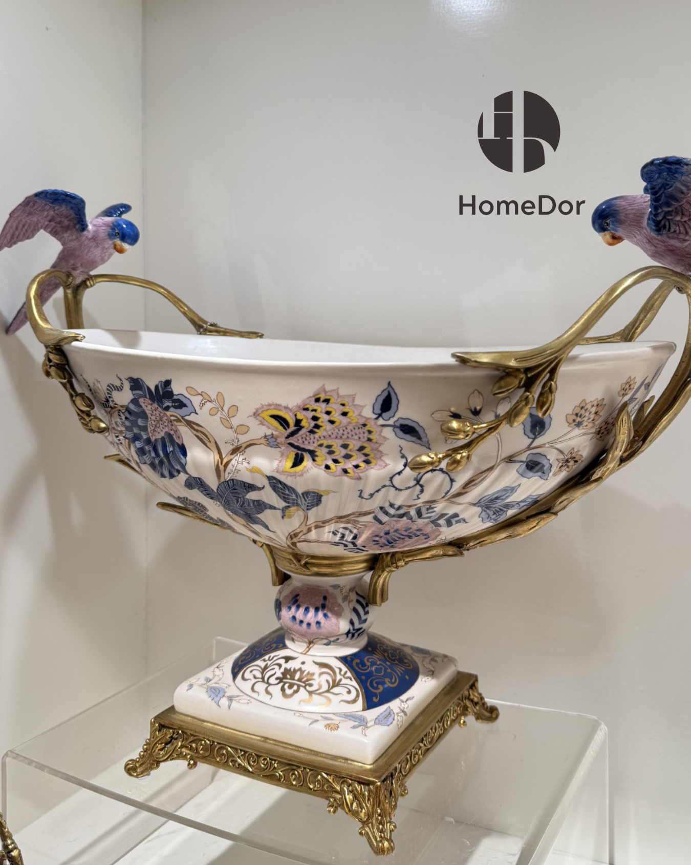 Artistic Hand Painted Porcelain & Lustrous Brass Elegance Table Decor Collection-I