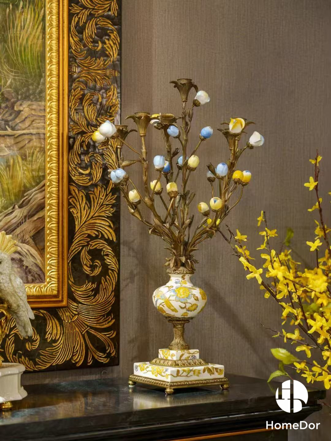 Autumn Hued | Ceramic & Brass Table Decor Set
8