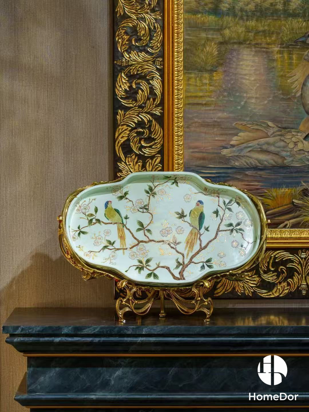 Avian Spring | Nature - Inspired Harmony Mint Green Porcelain Set with Brass Accents4