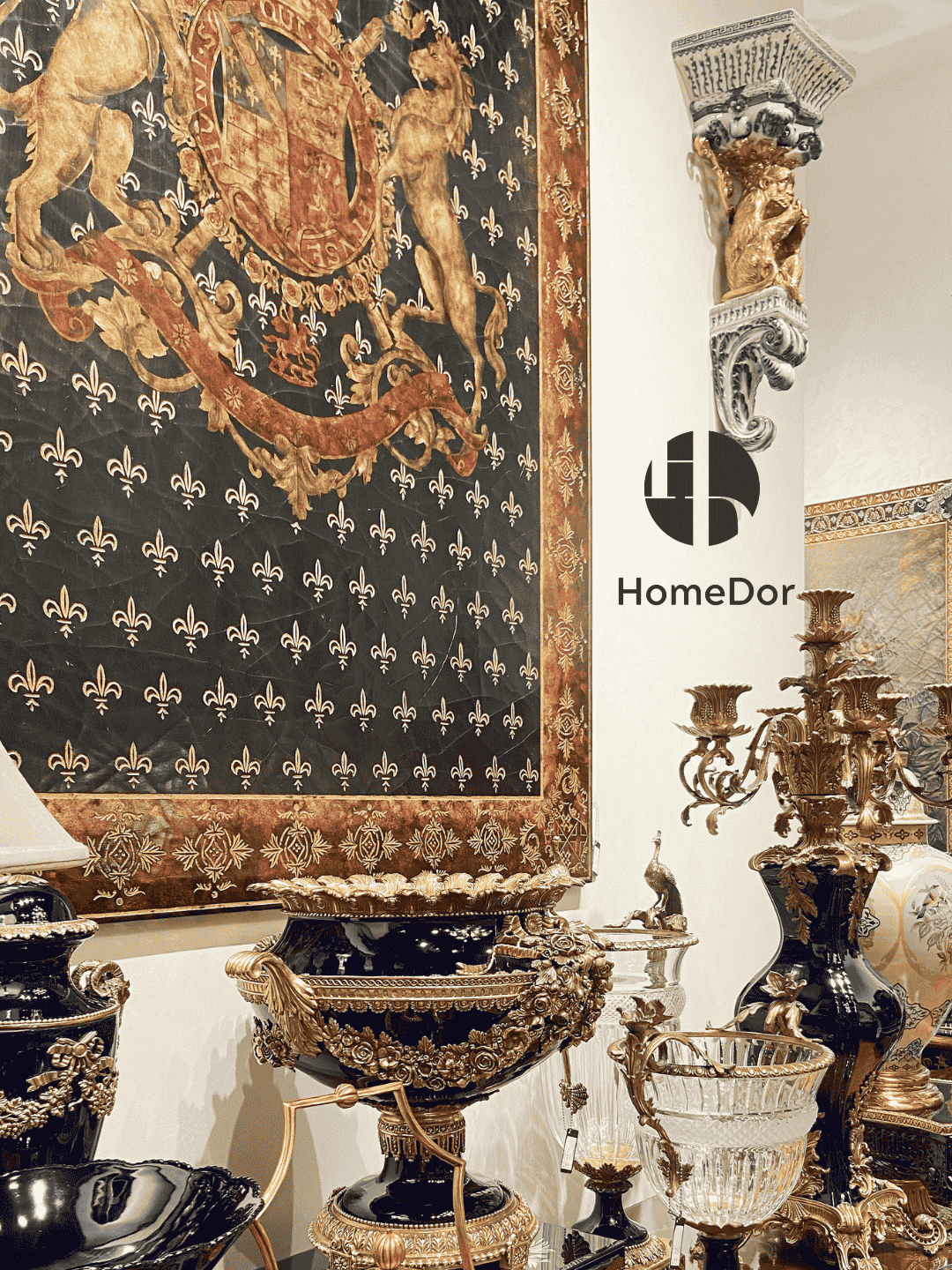 HomeDor European Inspired Royal Wooden Wall Decor-L164cm x H178cm-