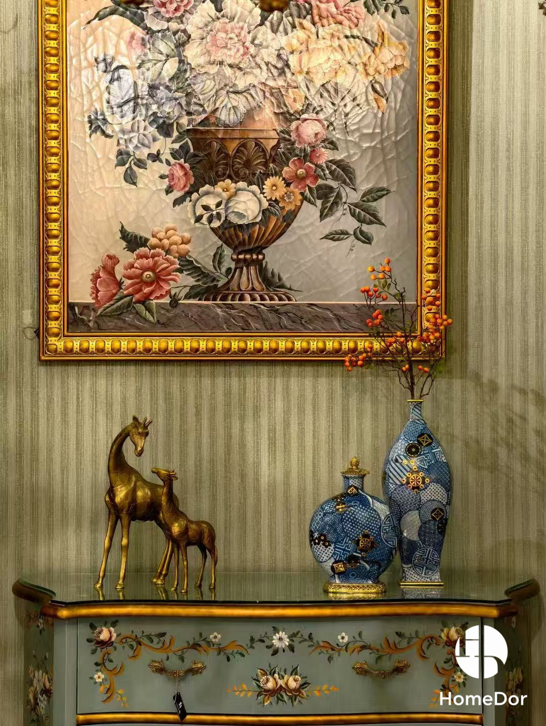 Blue and White Porcelain with Gold Accents Table Decor Set