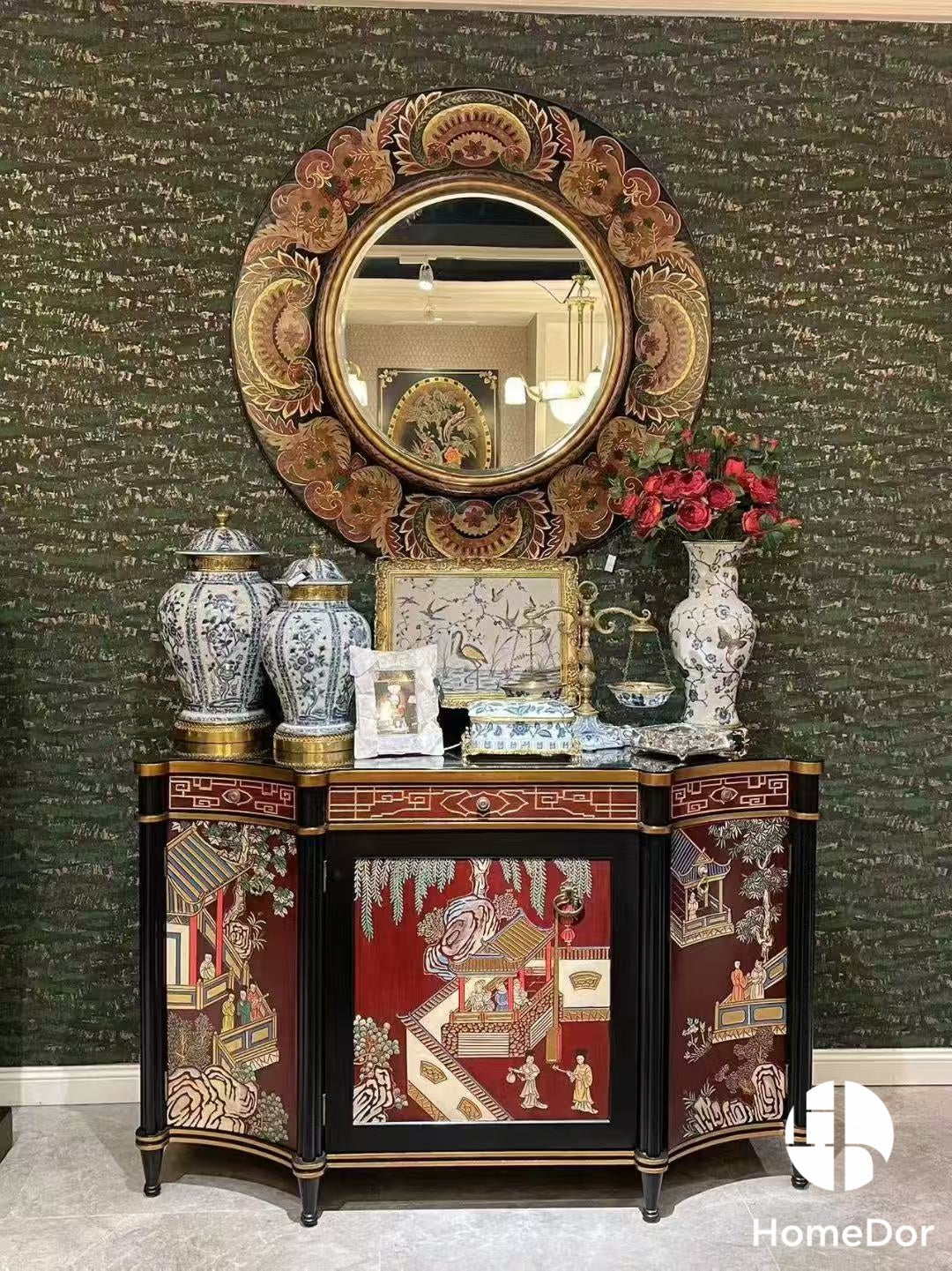 Chinoiserie Blue and White Porcelain General Jar/Urn with Brass Details4