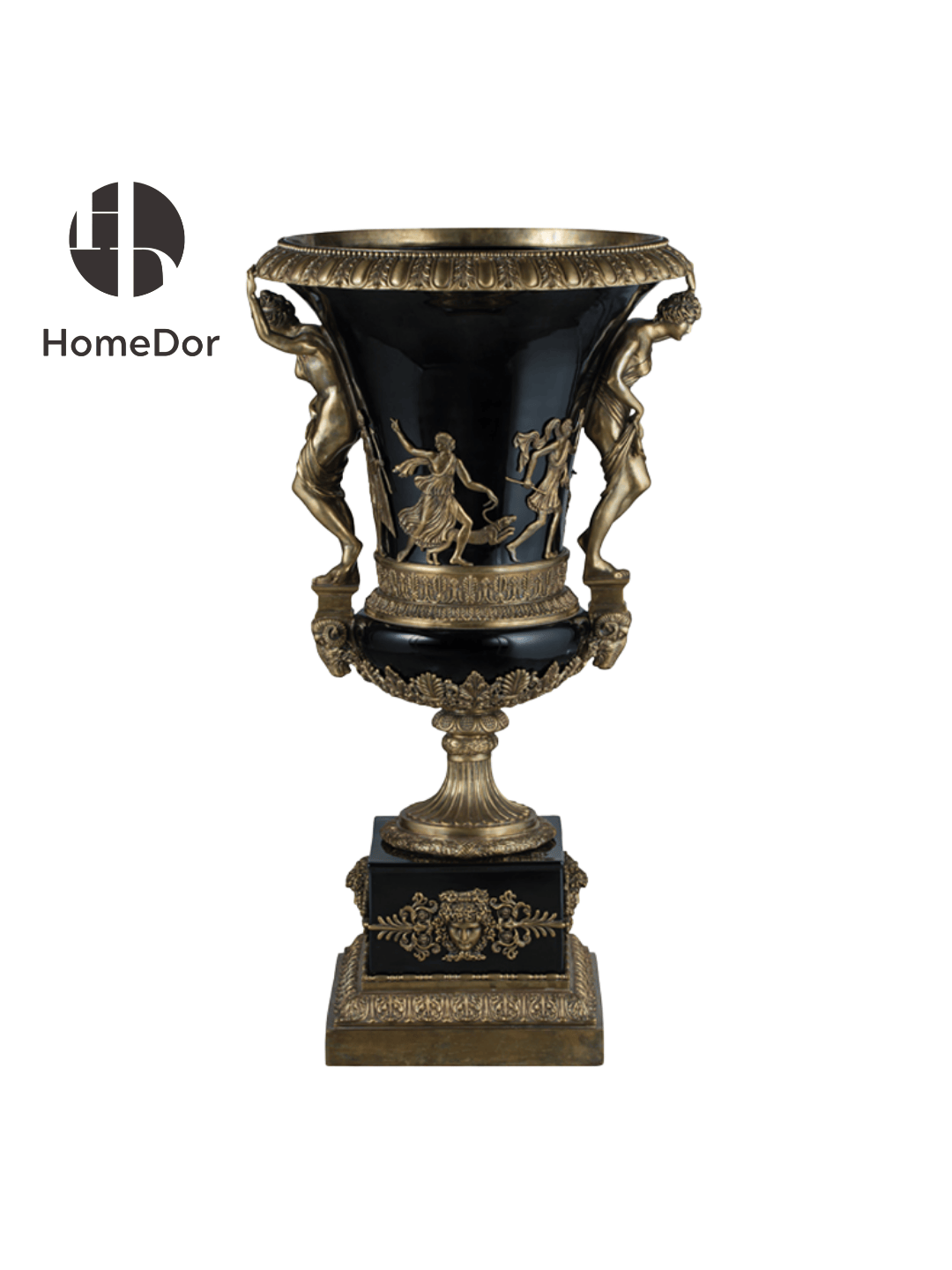 Classic Black Porcelain Table Decor Set with Elaborate Brass Embellishments4