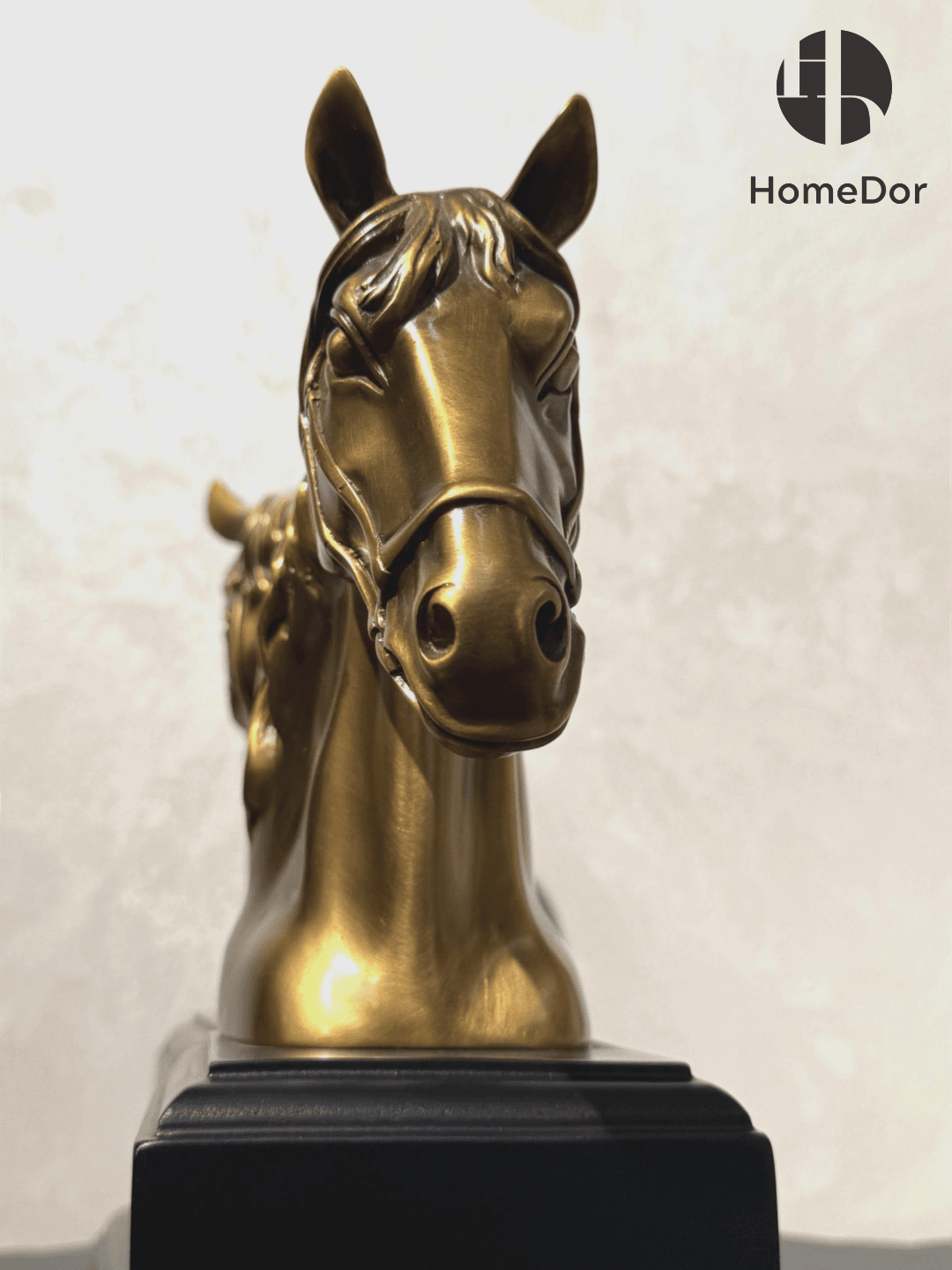 Classic Brass Horse Head Bookend Pair with Black Base