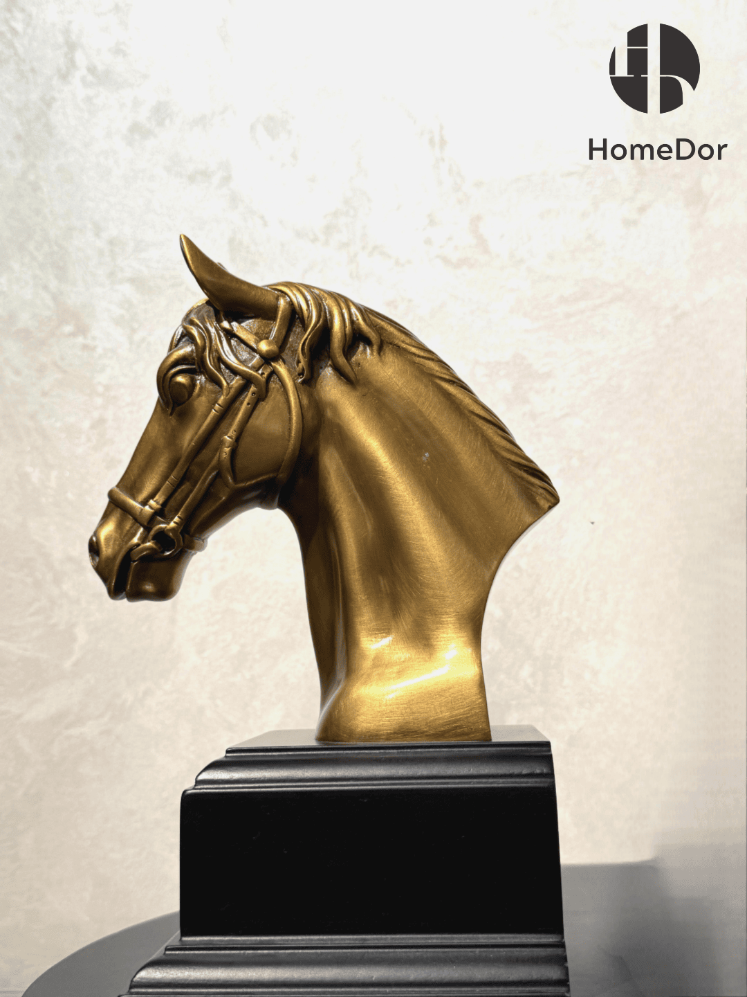 Classic Brass Horse Head Bookend Pair with Black Base4