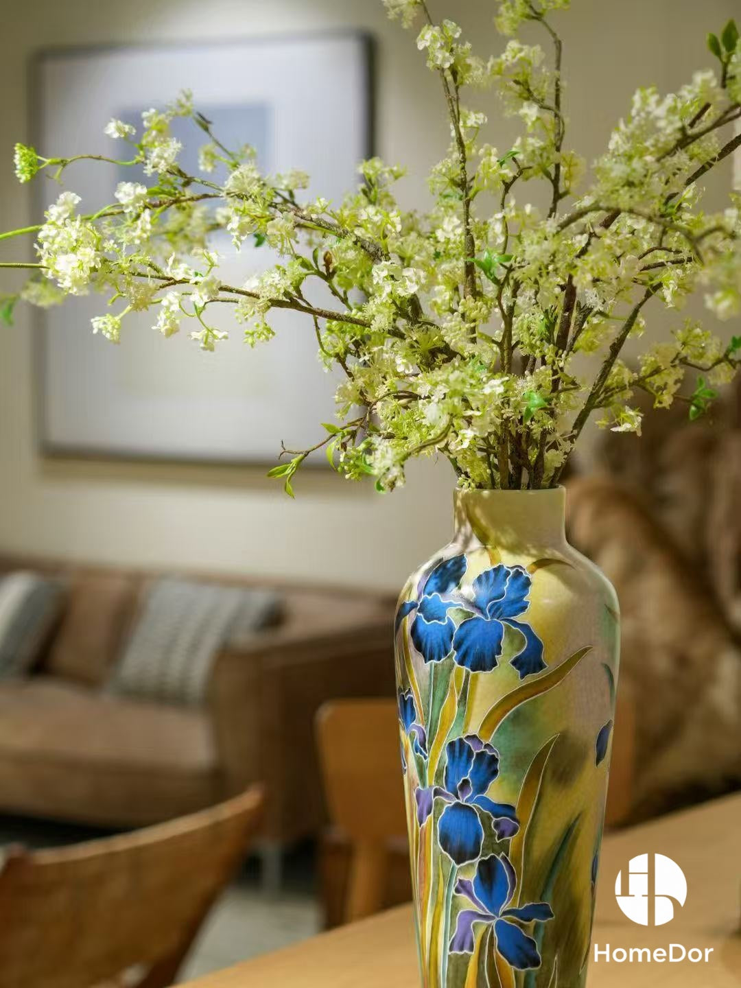 Classical Aesthetic Hand-Painted Floral Ceramic Vase