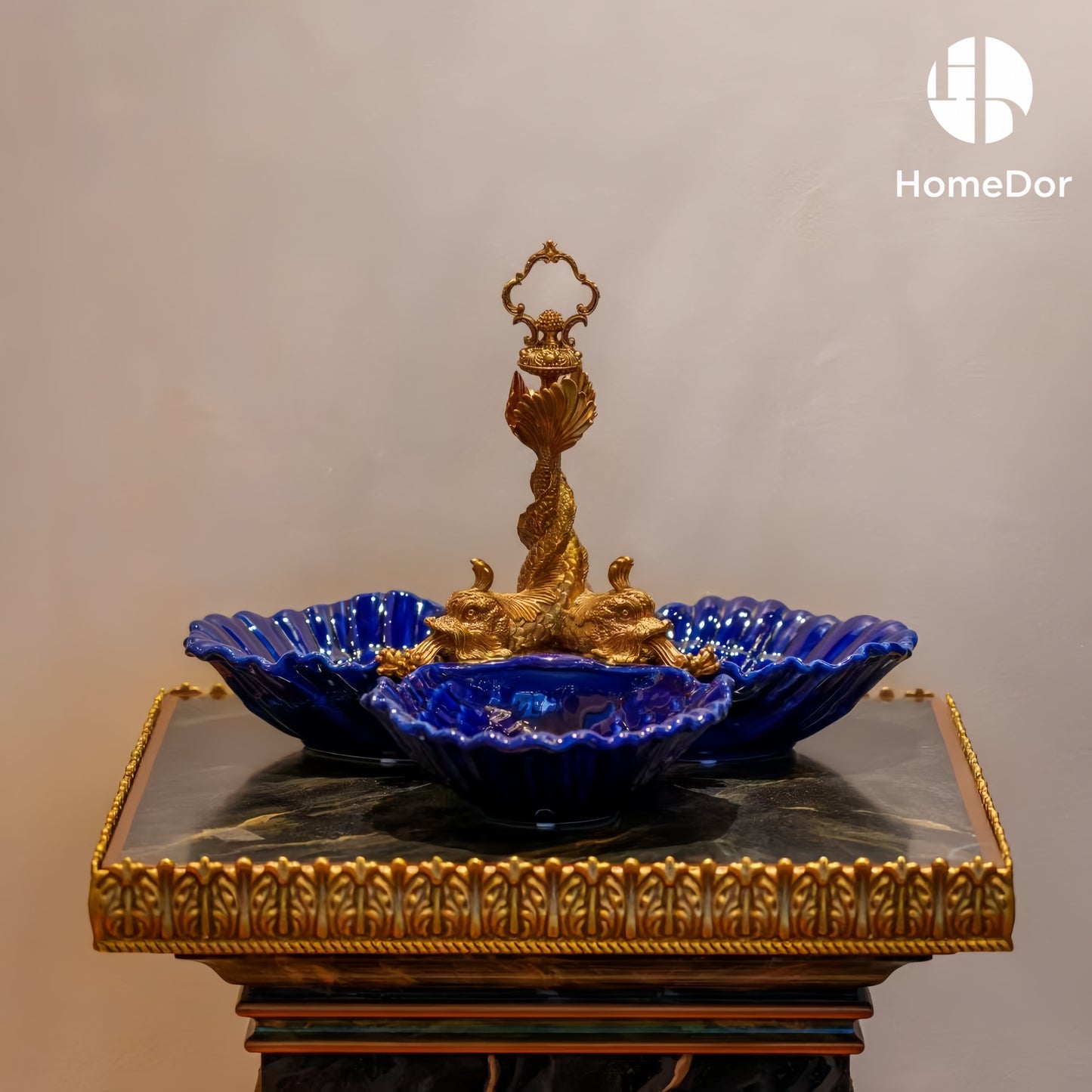 Elegant Hues of European Palaces Gilded Chroma Cobalt Blue Table Decor Sets5