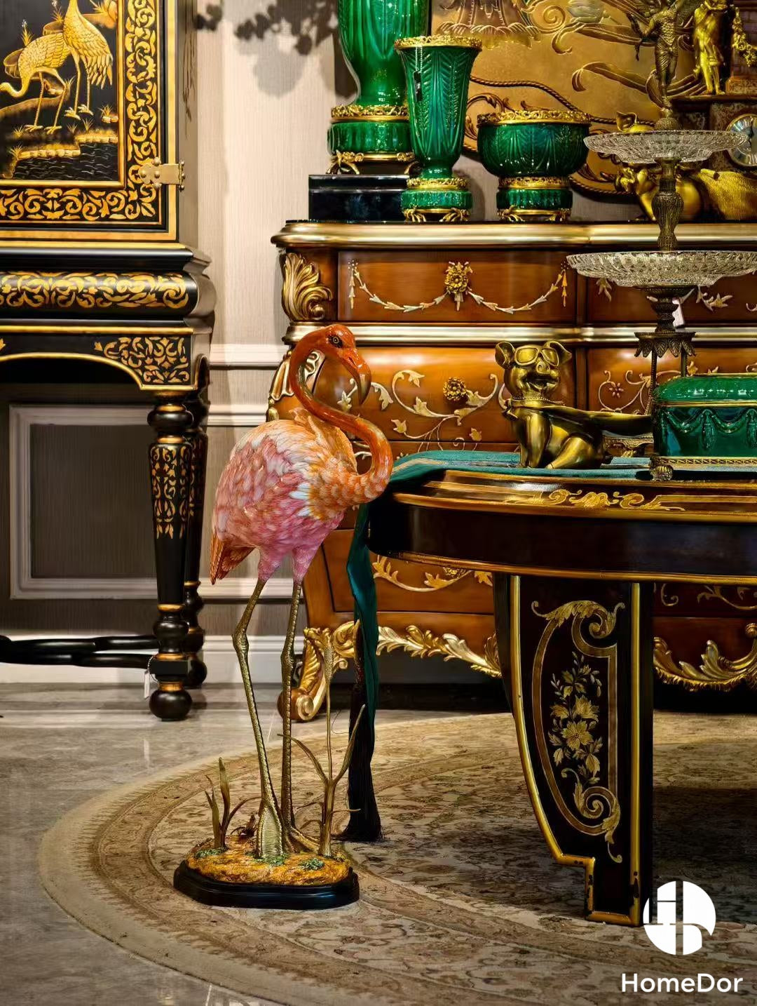 Elegant Hues of European Palaces Gilded Chroma Glazed Green Table Decor Sets-I9