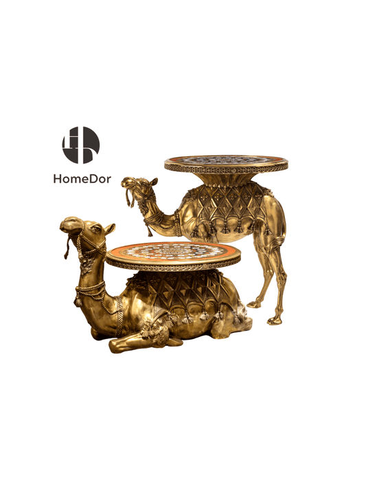 HomeDor-HomeDor × FH&Home | Exotic Brass Camel Decorative Occasional Table Set-Whole Set: Style A + Style B-