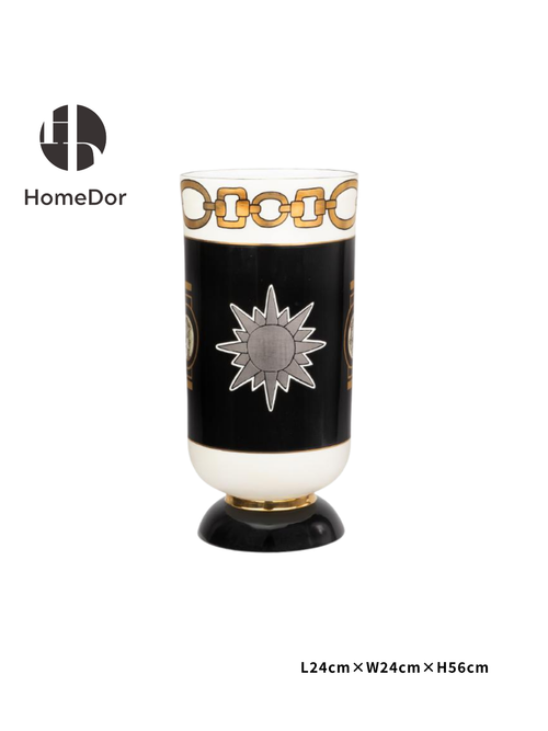 Exquisite Porcelain Vases with Ornate Golden Chain and Starburst Motifs