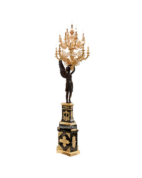 HomeDor × FH&Home | Guardian Angel Marble Floor Lamp with Golden Chalice