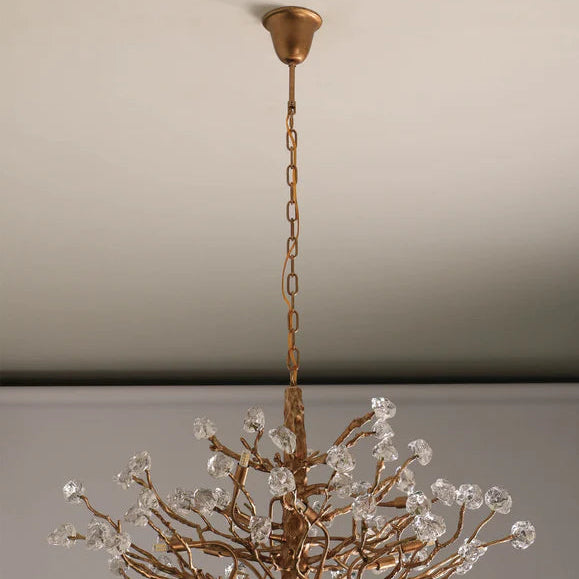 Chandelier with crystal accents hanging from a ceiling