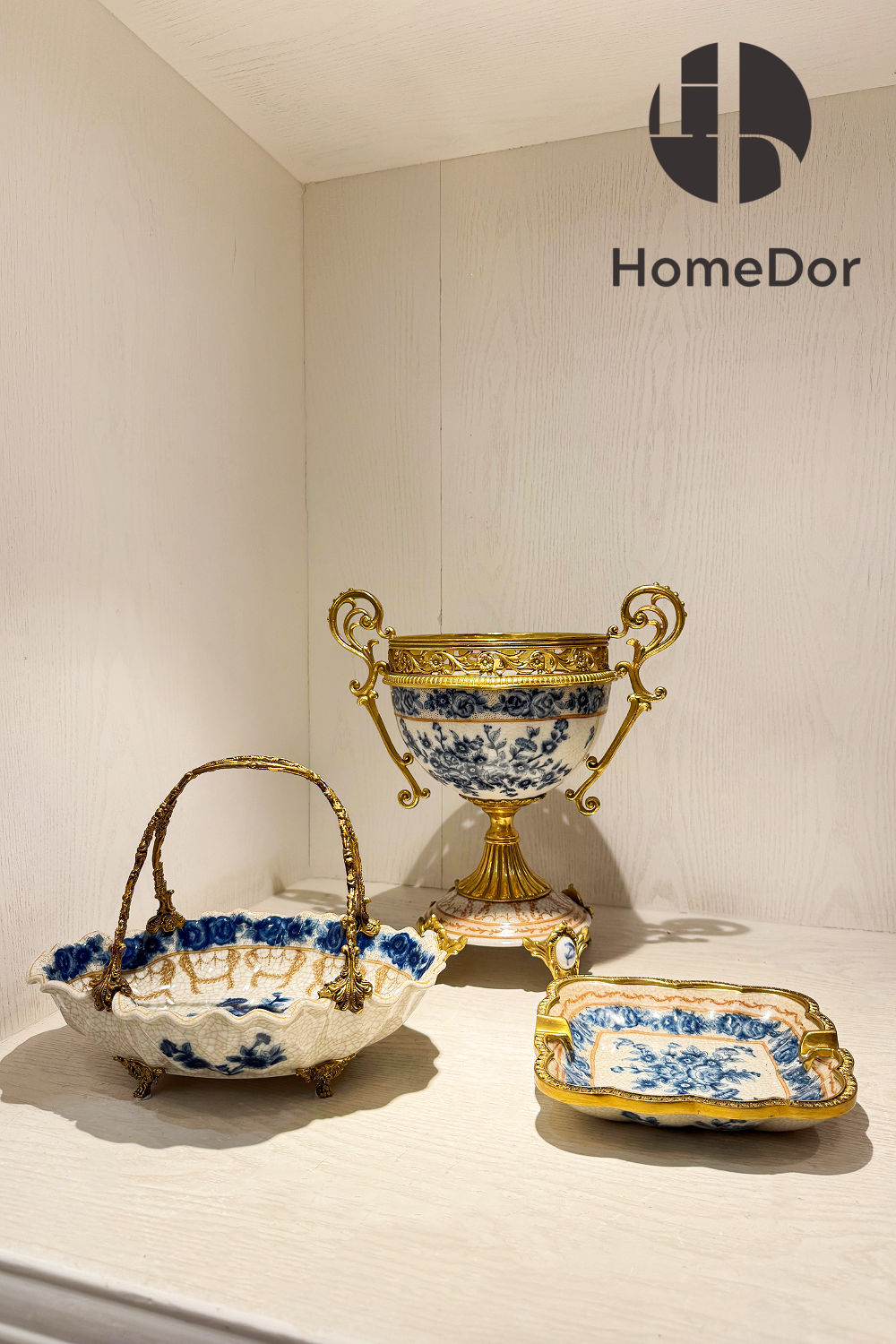 HomeDor × FH&Home |  Sophisticated Blue-and-White Porcelain Table Decor Set