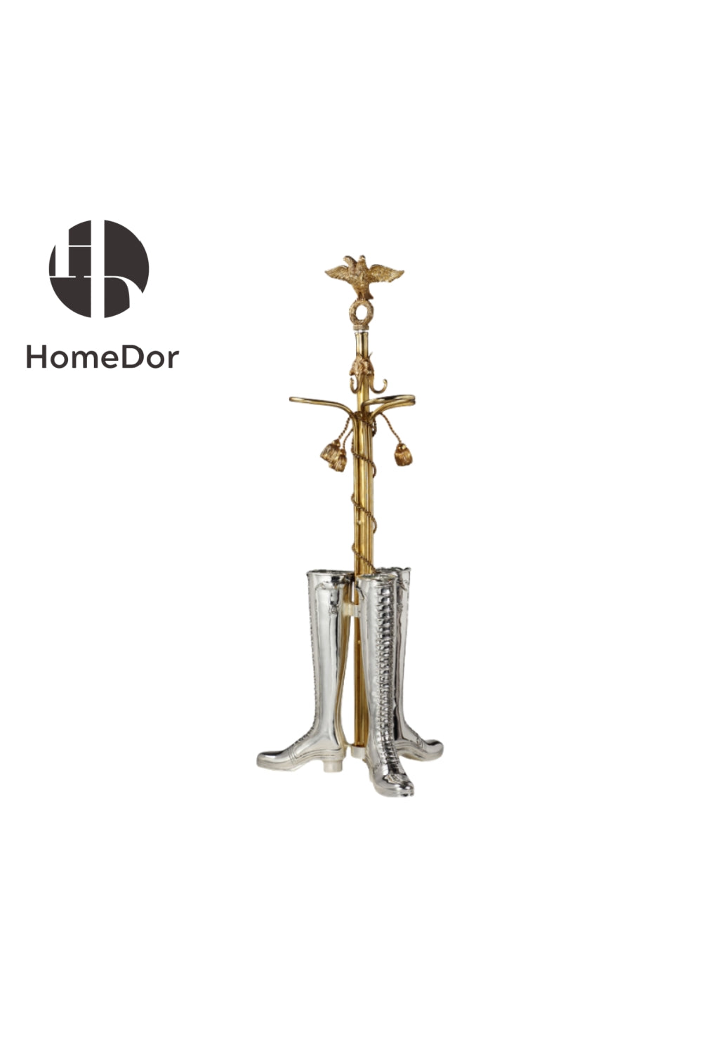 HomeDor × FH&Home | Artistic Eagle Topped Brass Silver Boot Umbrella Stand