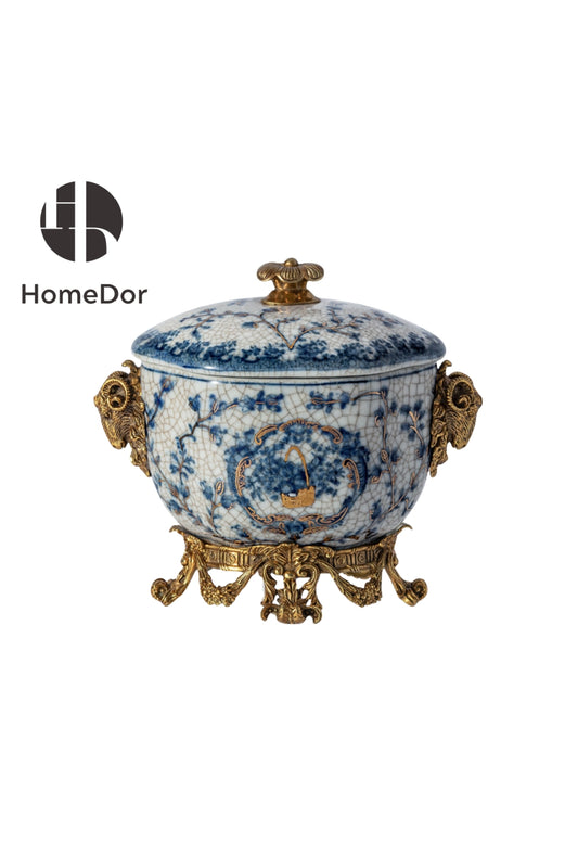 HomeDor × FH&Home | Blue-and-White Porcelain Begonia Canister Table Decor