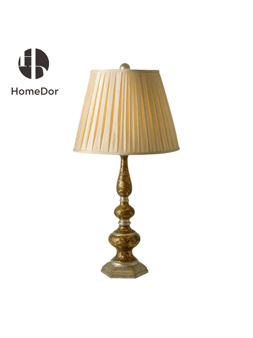 HomeDor × FH&Home | Classic European Cream Ruffled Lampshade & Hexagonal Base Table Lamp
