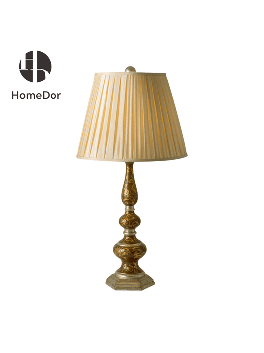 HomeDor × FH&Home | Classic European Cream Ruffled Lampshade & Hexagonal Base Table Lamp