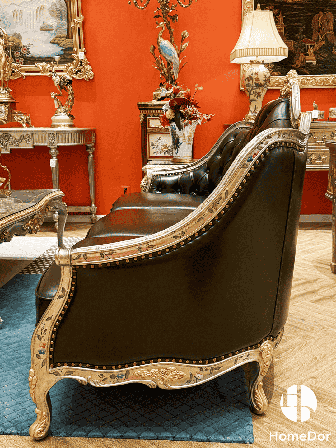 HomeDor × FH&Home | Classic French Chateau Style Handcrafted Carved Leather Sofa2