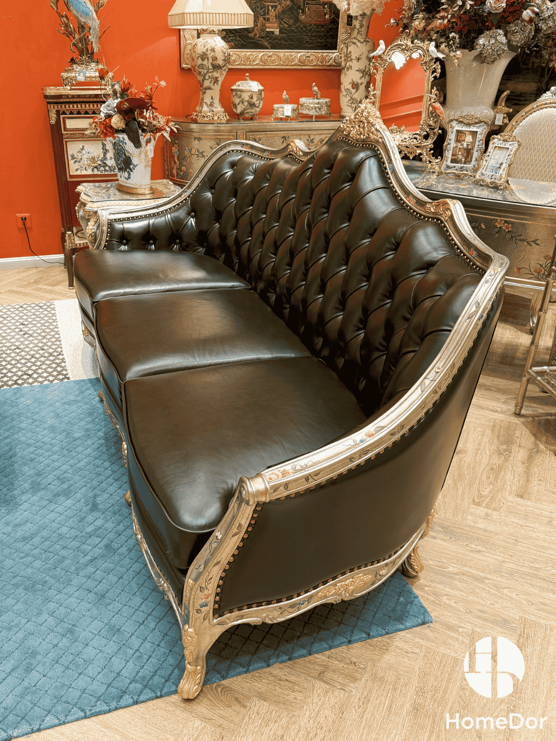 HomeDor × FH&Home | Classic French Chateau Style Handcrafted Carved Leather Sofa3